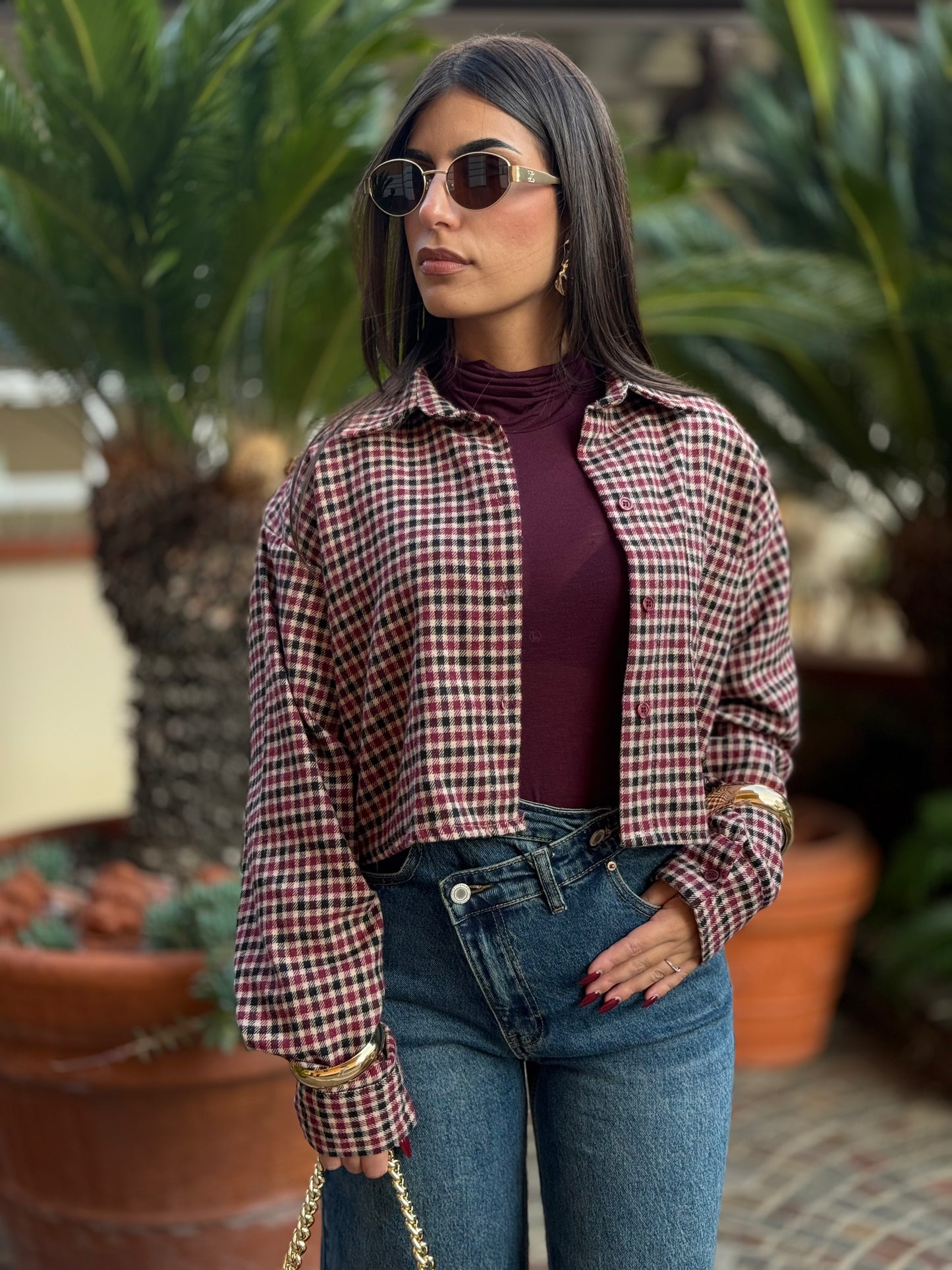 Camicia Quadri Crop